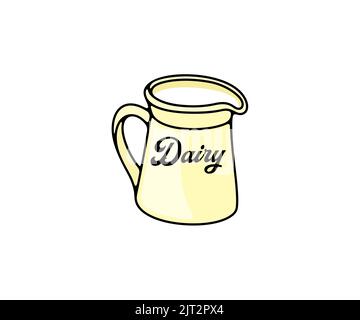 Jug of milk, dairy, food and drink, logo design. Meal, drinking, milk farm and dairy factory, vector design and illustration Stock Vector