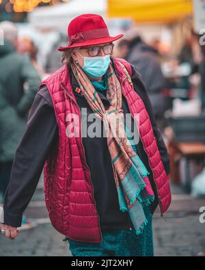 An old man in the streets of the city of Frankfurt Stock Photo