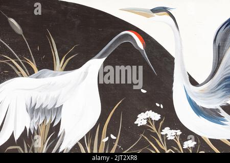 Mural painted on plywood by a young artist for the Steveston Maritime Festival British Columbia Canada Stock Photo