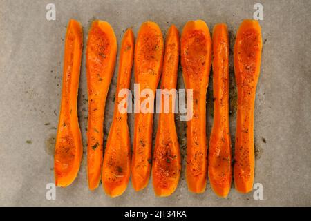 Butternut squash ready for roasting horizontal Stock Photo - Alamy