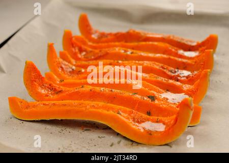 Butternut squash ready for roasting horizontal Stock Photo - Alamy