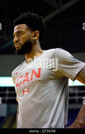 Victoria, Canada. 25th Aug, 2022. Victoria, British Columbia, Canada, August 25th 2022: Nickeil Alexander-Walker (4 Canada) at the FIBA Basketball World Cup 2023 Qualifiers between Canada and Argentina on August 25th, 2022 at the Save-On-Foods Memorial Centre in Victoria, British Columbia, Canada. (Amy Elle/SPP) Credit: SPP Sport Press Photo. /Alamy Live News Stock Photo