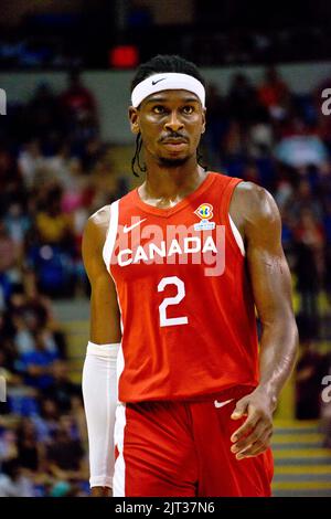 Victoria, Canada. 25th Aug, 2022. Victoria, British Columbia, Canada, August 25th 2022: Shai Gilgeous-Alexander (2 Canada) at the FIBA Basketball World Cup 2023 Qualifiers between Canada and Argentina on August 25th, 2022 at the Save-On-Foods Memorial Centre in Victoria, British Columbia, Canada. (Amy Elle/SPP) Credit: SPP Sport Press Photo. /Alamy Live News Stock Photo