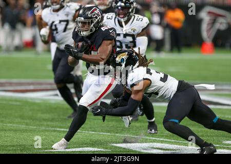 Jacksonville Jaguars cornerback Gregory Junior (34) defends during the  first half of the NFL football exhibition Hall of Fame Game against the Las  Vegas Raiders, Thursday, Aug. 4, 2022, in Canton, Ohio.