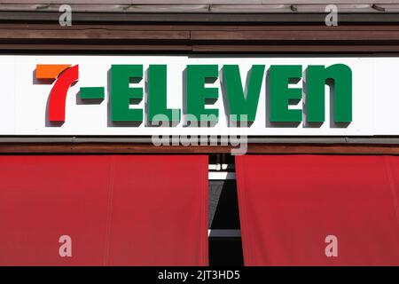 Aarhus, Denmark - March 4, 2022: 7-Eleven is an international chain of convenience stores that operates primarily as a franchise Stock Photo