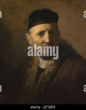 Tronie van een oude man, Rembrandt van Rijn, c. 1630, Mauritshuis, The Hague. Stock Photo
