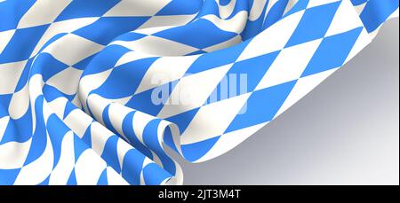 A 3d render design of the Bavarian flag on gray background Stock Photo