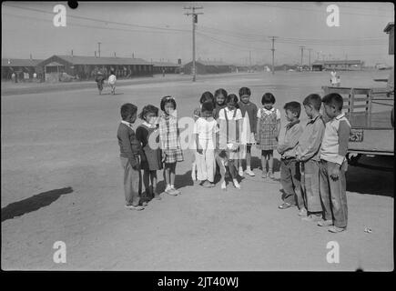 Tule Lake Segregation Center, Newell, California. These elementary school children at the Tule Lake . . . Stock Photo