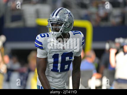 Dallas Cowboys wide receiver T.J. Vasher (16) against the Denver Broncos in  the first half of an NFL football game Saturday, Aug 13, 2022, in Denver.  (AP Photo/Bart Young Stock Photo - Alamy