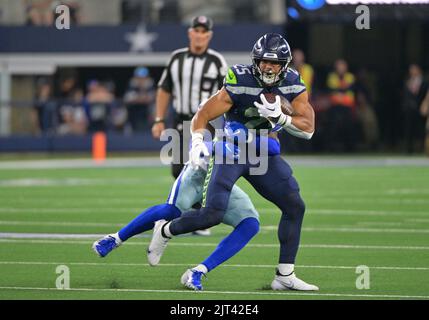 Seattle Seahawks running back Travis Homer reacts during an NFL preseason  football game against the Chicago Bears, Thursday, Aug. 18, 2022, in  Seattle. The Bears won 27-11. (AP Photo/Stephen Brashear Stock Photo - Alamy