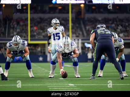 Dallas Cowboys guard Matt Farniok (68) is seen during the first half of an  NFL football game against the Las Vegas Raiders, Saturday, Aug. 26, 2023,  in Arlington, Texas. Dallas won 31-16. (