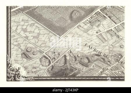 Turgot map of Paris - Sheet 17 - David Rumsey. Stock Photo