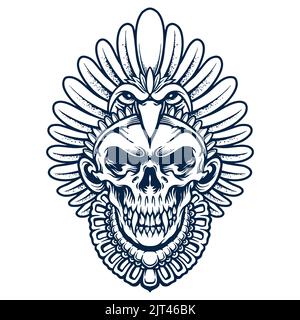 Indian Native American Skull Silhouette Vector illustrations for your work Logo, mascot merchandise t-shirt, stickers and Label designs, poster, greet Stock Photo