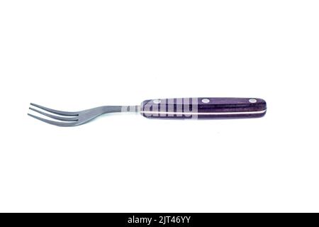 a fork with three teeth, isolated on a white background, Stock Photo