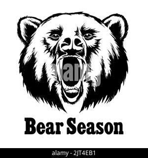 Vintage logo style bear, bear seasson Stock Photo