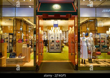 SINGAPORE - JANUARY 20, 2020: Tory Burch storefront in the Shoppes at ...