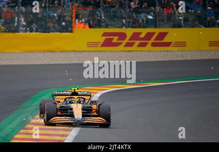 August 27, 2022: McLaren #4 Lando Norris from Great Britain drives during the third practice season of the F1 Rolex Grand Prix of Belgium at Circuit de Spa-Francorchamps in Francorchamps, Belgium. Justin Cooper/CSM Stock Photo