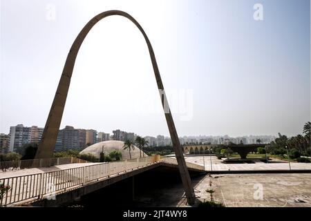 Architect Oscar Niemeyer designed the buildings for the Rashid Karami International Fair exhibition center in Tripoli, but construction work was never completed due to the outbreak of civil war. Tripoli, Lebanon Stock Photo