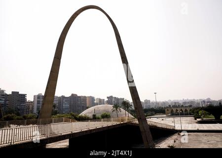 Architect Oscar Niemeyer designed the buildings for the Rashid Karami International Fair exhibition center in Tripoli, but construction work was never completed due to the outbreak of civil war. Tripoli, Lebanon Stock Photo