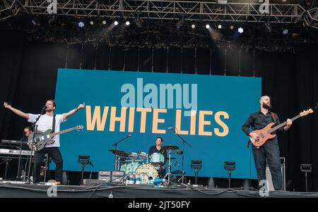 White Lies performing at Victorious Festival 2022. Southsea Common. 27 August 2022. Credit: Alamy Live News/Charlie Raven Stock Photo