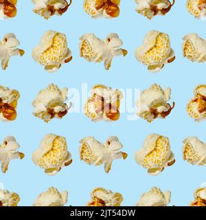 seamless pattern - popcorn. popcorn on a blue background, pattern Stock Photo