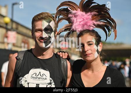 London, UK. August 28. Family day - children's day parade, kickoff at Notting Hill Carnival 2022. Credit: See Li/Picture Capital/Alamy Live News Stock Photo