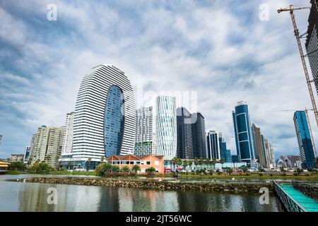 Batumi, Georgia - August 2022: Batumi skyline with skyscrapers including landmark Marriott hotel. Stock Photo