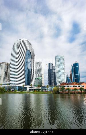 Batumi, Georgia - August 2022: Batumi skyline with skyscrapers including landmark Marriott hotel. Stock Photo