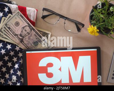 In this photo illustration, 3M Company (originally the Minnesota Mining and Manufacturing Company) logo seen displayed on a tablet Stock Photo