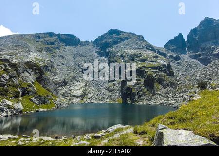 Amazing Landscape of Rila Mountain near The Scary lake and Kupens peaks, Bulgaria Stock Photo