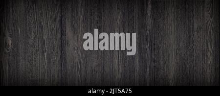 black textured wooden background, surface of old black  wood texture, top view brown panoramic wood panels Stock Photo