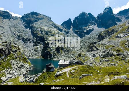Amazing Landscape of Rila Mountain near The Scary lake and Kupens peaks, Bulgaria Stock Photo
