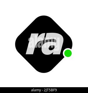 The RA  company name initial letters monogram on dark grey rhombus shape background, logo design concept Stock Vector