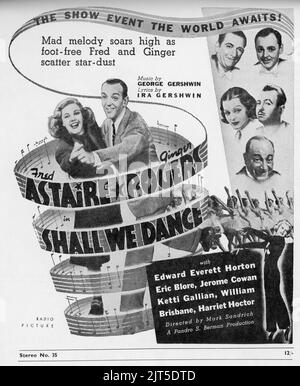 FRED ASTAIRE and GINGER ROGERS with EDWARD EVERETT HORTON and ERIC BLORE in SHALL WE DANCE 1937 director MARK SANDRICH music George Gershwin lyrics Ira Gershwin RKO Radio Pictures Stock Photo