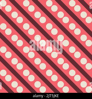 Seamless pattern with dots and diagonal stripes in 3 colors Stock Photo