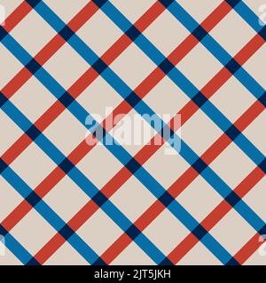 Seamless pattern with diagonal plaid motifs in 4 colors Stock Photo
