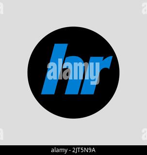 The HR company name initial letters monogram on dark grey rhombus shape background, logo design concept Stock Vector