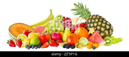Various fresh fruits isolated on white background Stock Photo