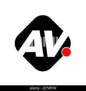 The AV company name initial letters monogram on dark grey rhombus shape background, logo design concept Stock Vector