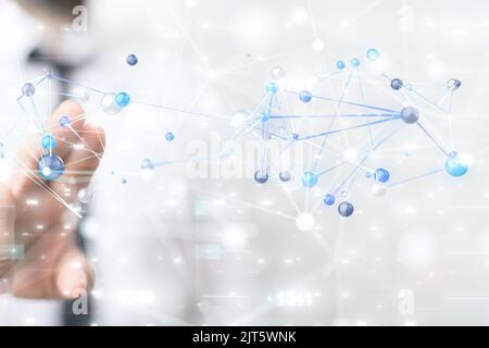 A 3D rendered digital network hovering in mans hand Stock Photo - Alamy