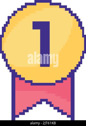 Pixel art medal icon for 8bit game on white background Stock Vector ...