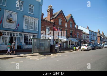 Aldeburgh, Suffolk, England, June 26th 2022, people and cars in the High Street of the town Stock Photo