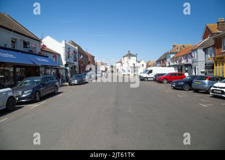 Aldeburgh, Suffolk, England, June 26th 2022, people and cars in the High Street of the town Stock Photo