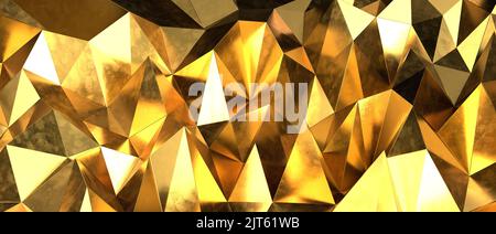A 3d abstract gold geometric background Stock Photo