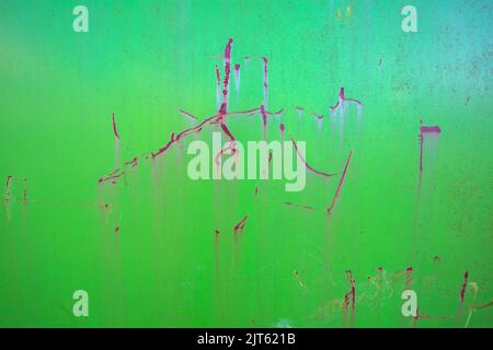 Distressed green painted iron container shot close up for use as a background Stock Photo