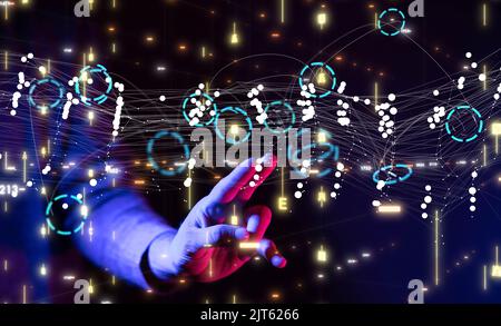 The concept of the global network, blockchain, and neural networks. Stock Photo