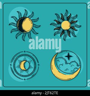 astrology symbols set icons Stock Vector