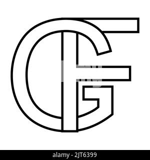 Logo sign gf fg, icon nft interlaced letters g f Stock Vector