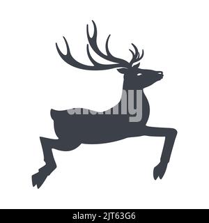 Deer vector icon - winter jumping deer wildlife black icon vector eps Stock Vector