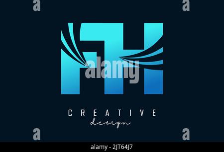 FH Letter Design with Creative Cut and Colorful Rainbow Texture. FH ...